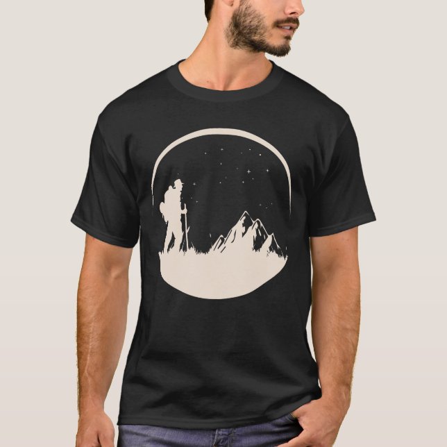 Camiseta Estrellas Montañas Senderismo Nocturno (Anverso)