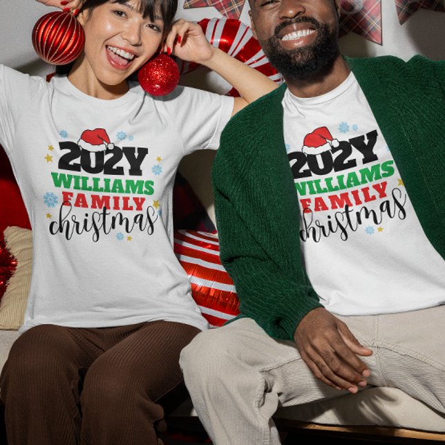 Camiseta Estrellas Nieves Navidades familiares de Santa Hat (Subido por el creador)