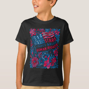 Camiseta Estrellas Rayas Derechos Humanos 4 De Julio Flor A