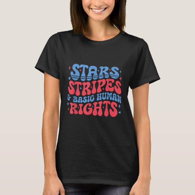 Camiseta Estrellas Rayas Y Derechos Humanos Básicos 4 De Ju (Anverso)