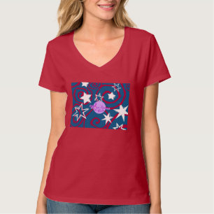 Camiseta Estrellas rojas blancas y azules Nano V-Neck T-Shi