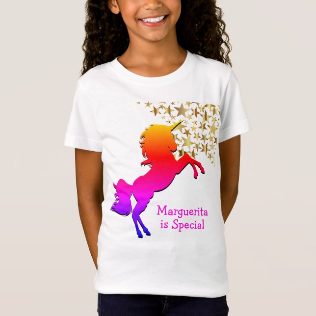 Camiseta Estrellas rosadas UNICORN personalizadas (Anverso)