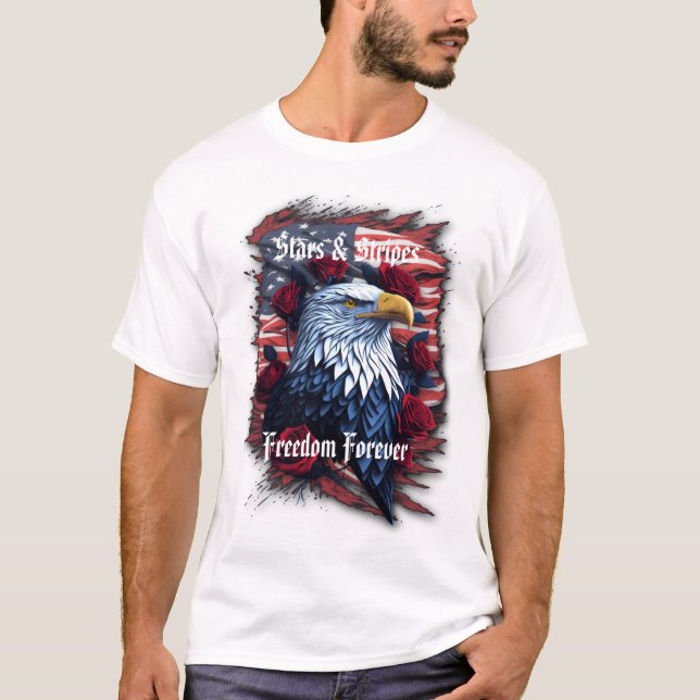 Camiseta Estrellas tira libertad para siempre águila bander (Anverso)