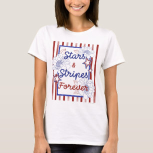 Camiseta Estrellas y Barras Por Siempre Floral para Damas P
