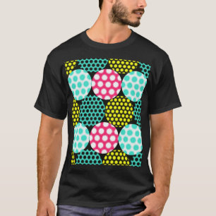 Camiseta Estrellas y círculos, patrón pop multicolor.