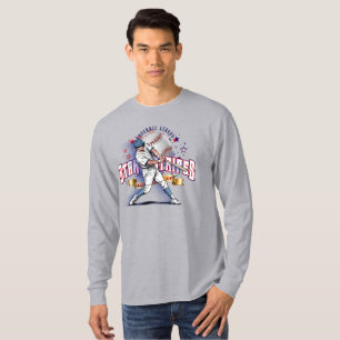 Camiseta Estrellas y Franjas de Béisbol Hombre Manga Larg