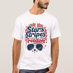 Camiseta Estrellas y gafas de sol patrióticas de libertad