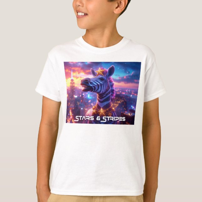 Camiseta Estrellas y rayas con Zebra Zanzíbar - (Anverso)