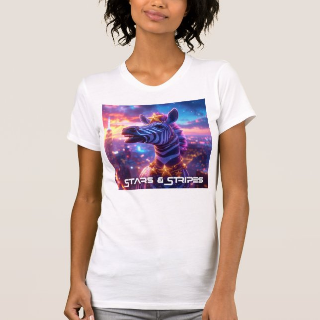 Camiseta Estrellas y rayas con Zebra Zanzíbar - (Anverso)