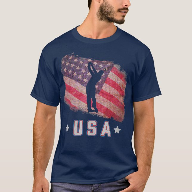Camiseta Estrellas y rayas del equipo de golf de Bandera Am (Anverso)