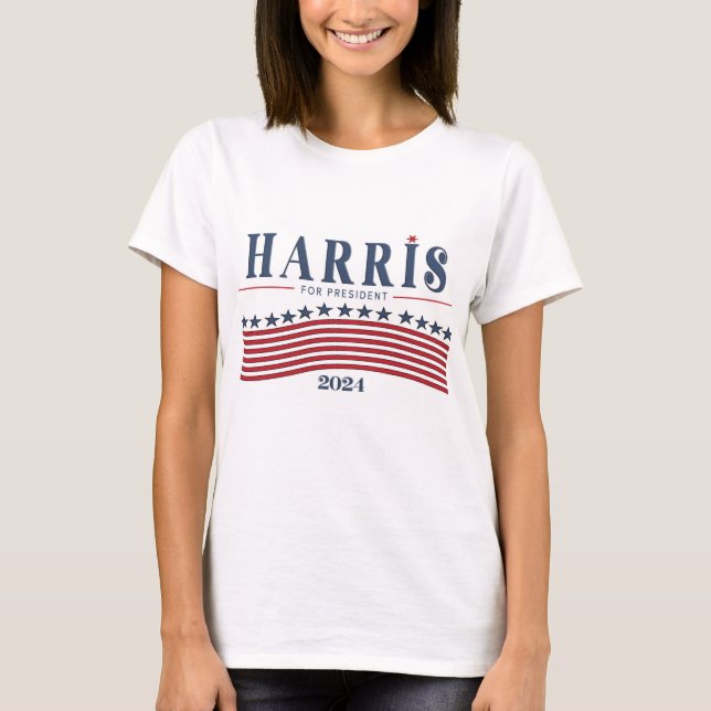Camiseta Estrellas y rayas Kamala Harris por la presidencia (Anverso)