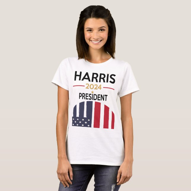 Camiseta Estrellas y rayas Kamala Harris por la presidencia (Anverso completo)