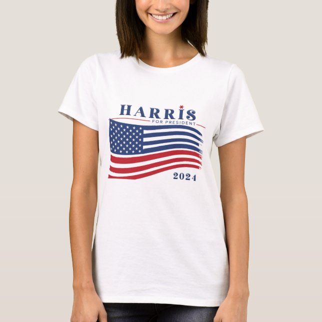 Camiseta Estrellas y rayas Kamala Harris por la presidencia (Anverso)