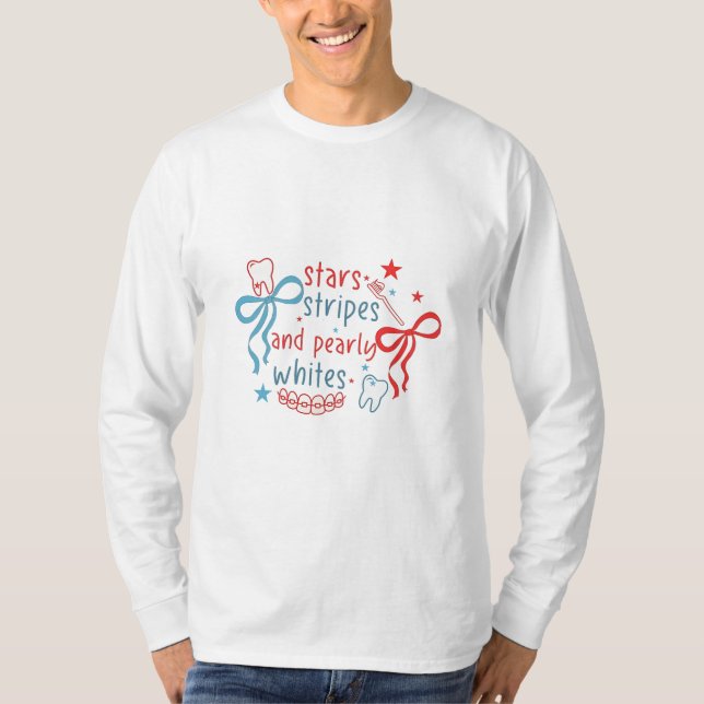 Camiseta Estrellas y rayas y blancos de principios del 4 de (Anverso)