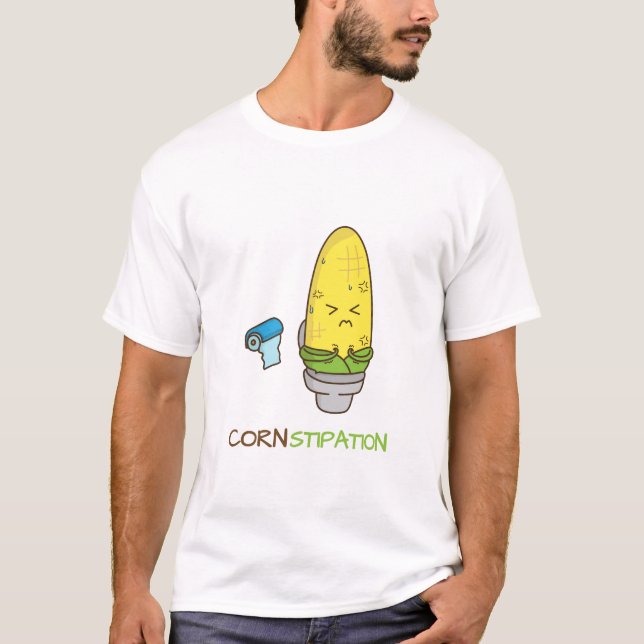 Camiseta Estreñimiento del maíz en el humor de Punny del (Anverso)