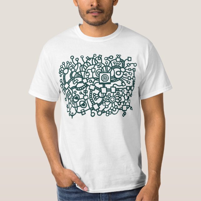 Camiseta Estructura abstracta - Verde oscuro sobre oscuro (Anverso)