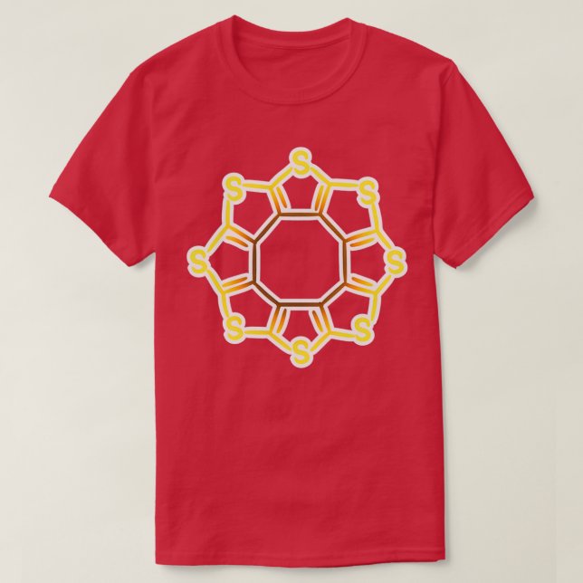 Camiseta Estructura molecular de azufre 1 (Diseño del anverso)