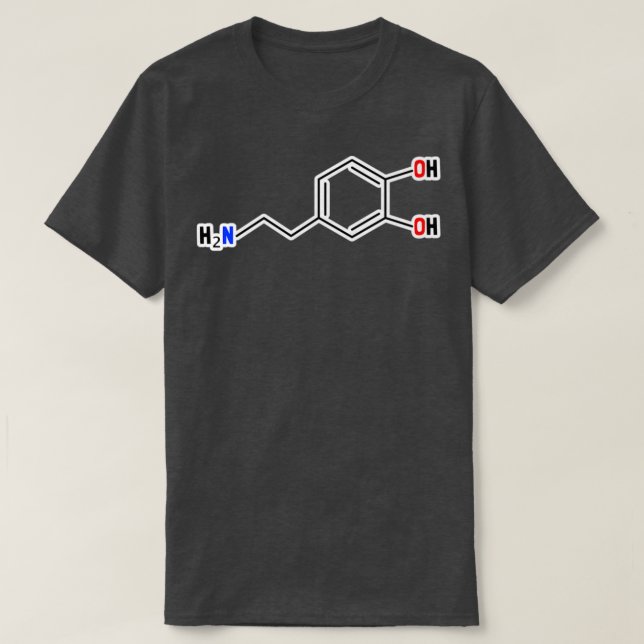 Camiseta Estructura molecular de la dopamina (Diseño del anverso)