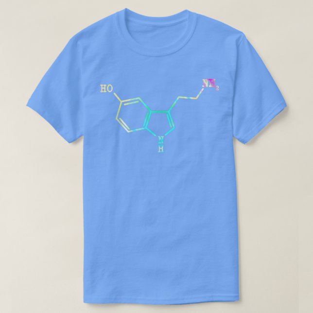 Camiseta Estructura molecular serotonina RAINBOW (Diseño del anverso)
