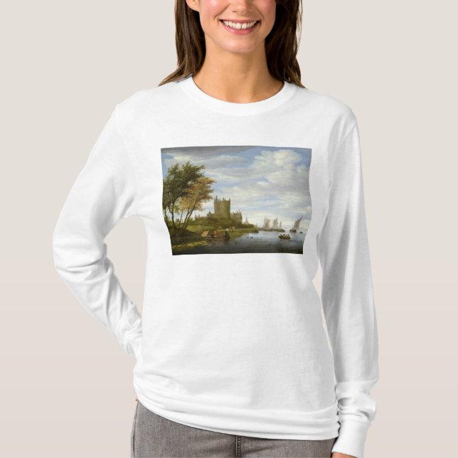 Camiseta Estuario del río con un castillo (Anverso)