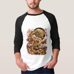 Camiseta Estuche para Portátil Estética Dragón Dorado y Flo