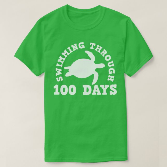 Camiseta Estudiante de 100 días de escuela de tortuga marin (Diseño del anverso)