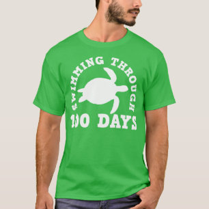 Camiseta Estudiante de 100 días de escuela de tortuga marin