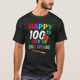 Camiseta Estudiante de Apple 100 días segundo grado feliz 1