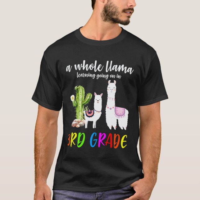Camiseta Estudiante de cactus de llama de 3er grado de vuel (Anverso)