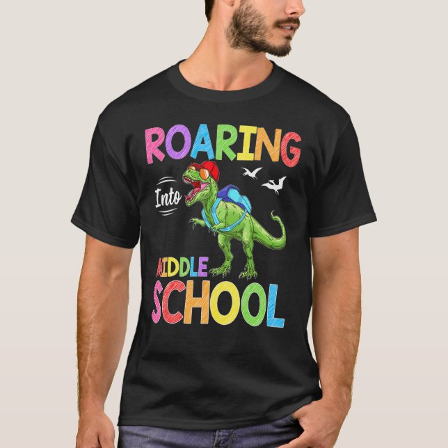 Camiseta Estudiante de dinosaurio de secundaria de vuelta a (Anverso)