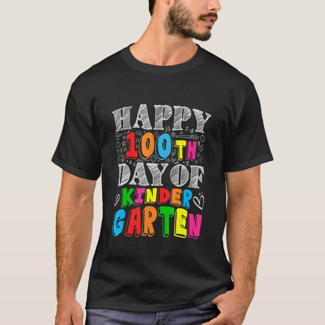 Camiseta Estudiante de Kinder Garten feliz 100° Día de los (Anverso)