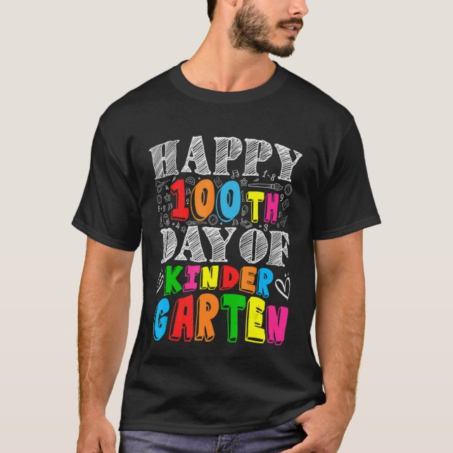 Camiseta Estudiante de Kinder Garten feliz 100° Día de los (Anverso)