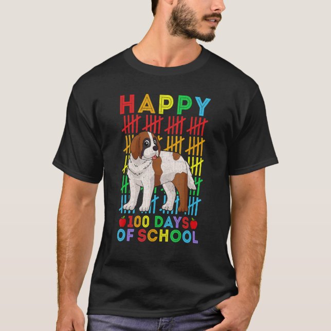 Camiseta Estudiante de Perro de San Bernardo feliz 100 días (Anverso)