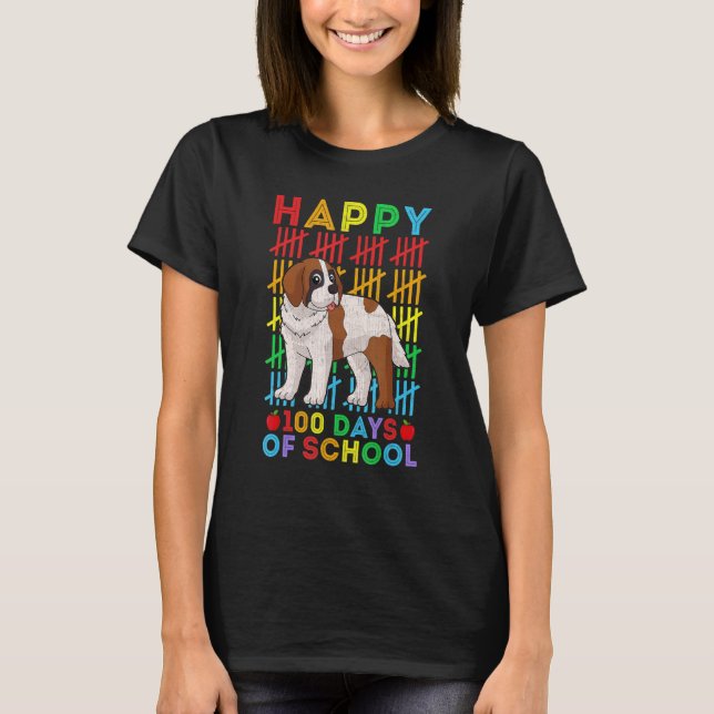 Camiseta Estudiante de Perro de San Bernardo feliz 100 días (Anverso)