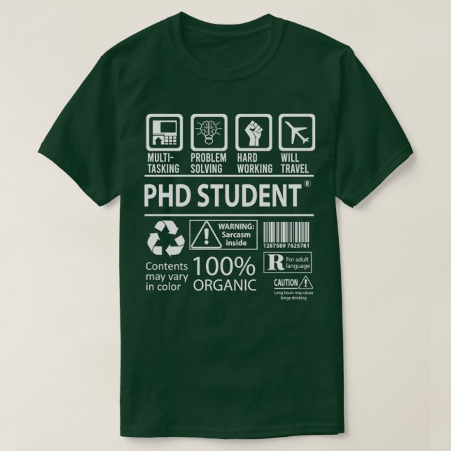 Camiseta Estudiante De Phd 6 (Diseño del anverso)