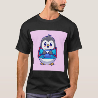 Camiseta Estudiante de pingüino lindo sosteniendo libro con