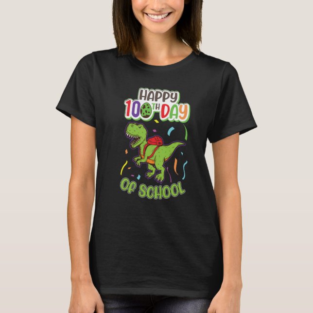 Camiseta Estudiante de primaria dinosaurio 100 días de escu (Anverso)