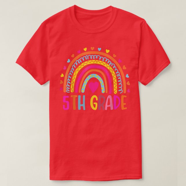 Camiseta Estudiante de quinto curso de Boho Rainbow el día  (Diseño del anverso)