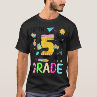 Camiseta Estudiante de quinto grado preppy de vuelta al col