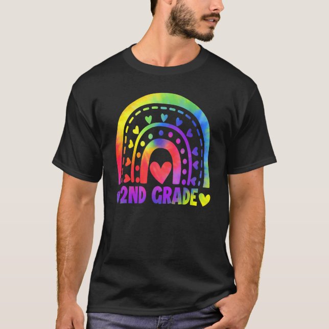 Camiseta Estudiante de segundo grado, Tie Dye Rainbow Back (Anverso)