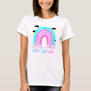 Camiseta Estudiante de sexto grado Boho Rainbow Back T