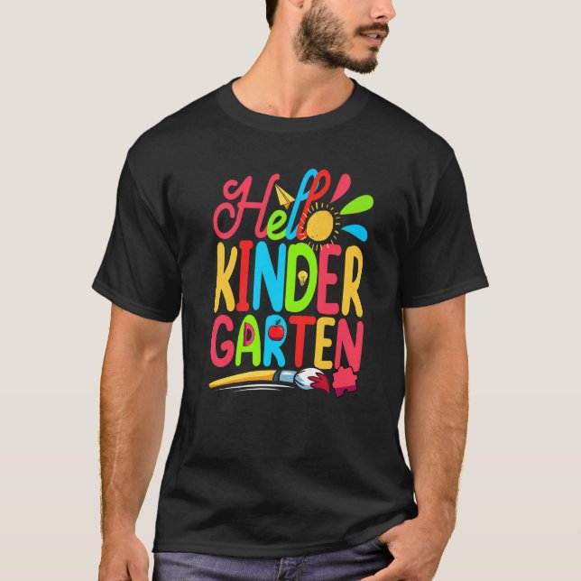 Camiseta Estudiante educador lindo Hola primer día de kinde (Anverso)