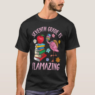 Camiseta Estudiante Flamingo De Nuevo A La Escuela Séptimo 