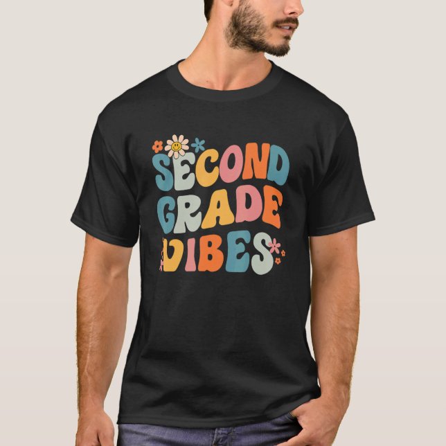 Camiseta Estudiante Groovy de segundo grado Retro (Anverso)