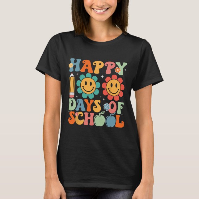 Camiseta Estudiante Groovy Teacher 100° Día de la Escuela F (Anverso)