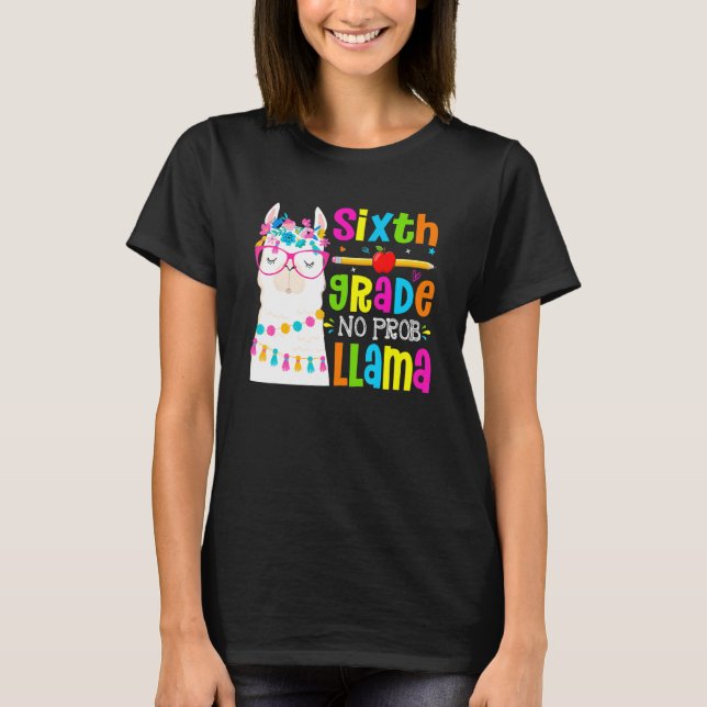 Camiseta Estudiante llama de sexto grado sin problemas prim (Anverso)