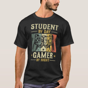Camiseta Estudiante Por Día Jugador Por Noche Gracioso Retr