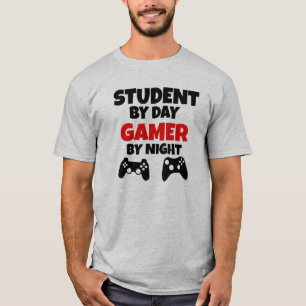 Camiseta Estudiante por el día, videojugador por noche