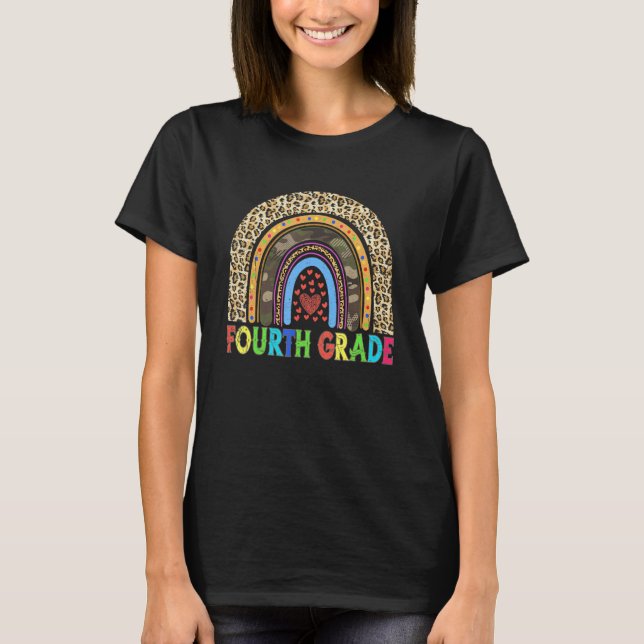 Camiseta Estudiante profesor de cuarto grado Leopard Rainbo (Anverso)