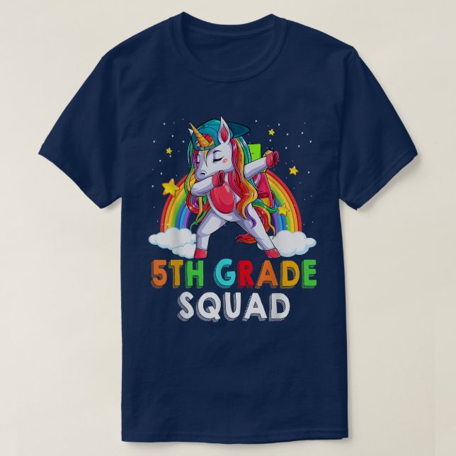 Camiseta Estudiante Unicornio de 5º Grado Primer Día De (Diseño del anverso)
